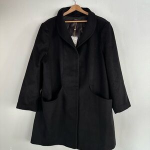 Quince Italian Wool Cocoon Coat in 2X Black